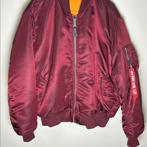 Men's Alpha Industries MA-1  Burgundy Bomber Jacket - Picture 2 of 5